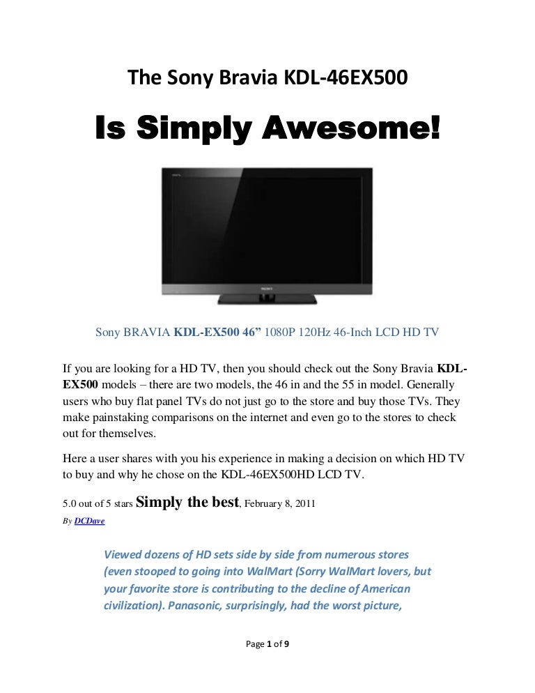 Sony BRAVIA KDL-46EX500 HDTV Linux Sony BRAVIA KDL-46EX500 HDTV Drivers (2019)